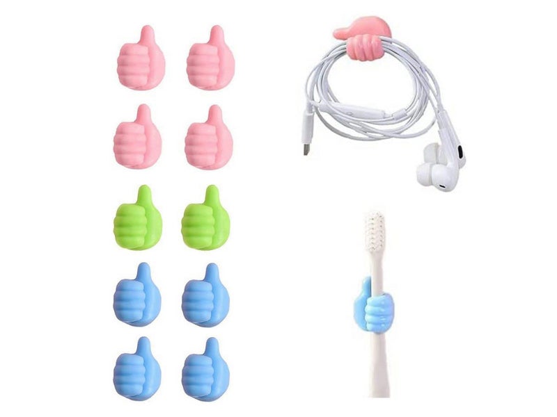20Pcs Adhesive Silicone Thumb Cable Clip Wall Hanger Hooks Key Hook Random Color Carousel 1