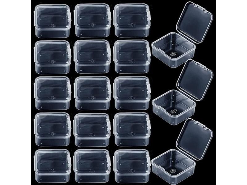 48 Packs Clear Small Plastic Containers Transparent Storage Box With Hinged Lid Carousel 2