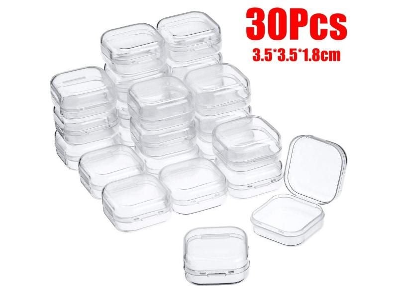 48 Packs Clear Small Plastic Containers Transparent Storage Box With Hinged Lid Carousel 1