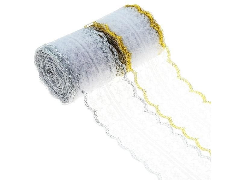 10Meters/Roll 4.5cm Embroidery Gold Silver Lace Ribbon DIY Apparel Sewing Carousel 2
