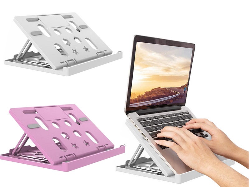 2X Pink Tablet Holder Stand Adjustable Riser Phone Elevator Carousel 1