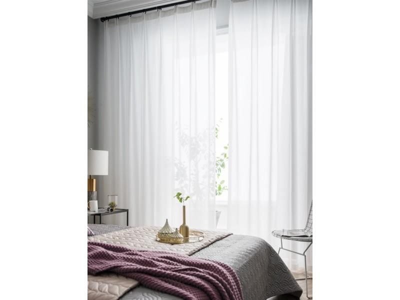 S Fold Waves Elegant Super Soft Snow Pure White Window Tulle Curtains For Carousel 1