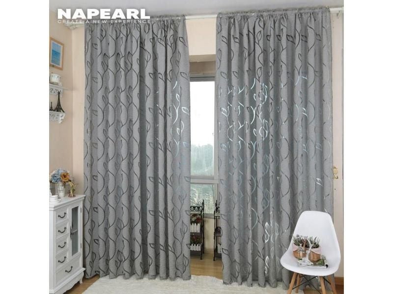 NAPEARL Home Decoration Living Room Curtains Window Treatments Jacquard Leaf Carousel 2