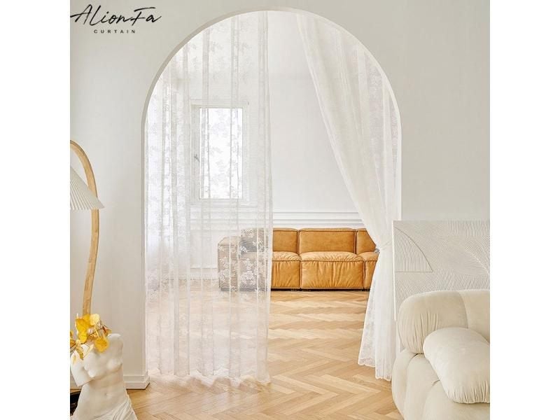 French Lace Curtain For Living Room White Floral Tulle For Bedroom Kitchen Carousel 1