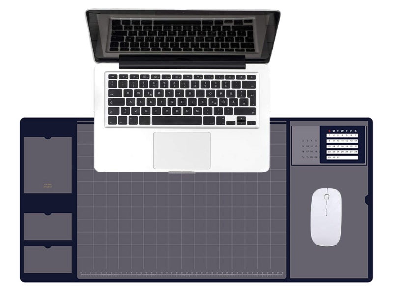 2 X Blue Grey Office Mouse Mat with Waterproof PVC Cover Visible Pocket for Card Carousel 1