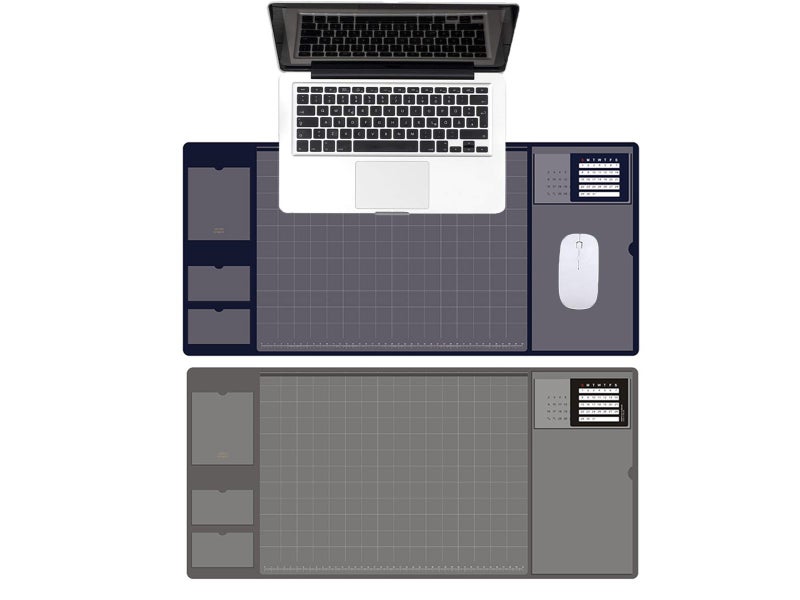 2 X Blue Grey Office Mouse Mat with Waterproof PVC Cover Visible Pocket for Card Carousel 10