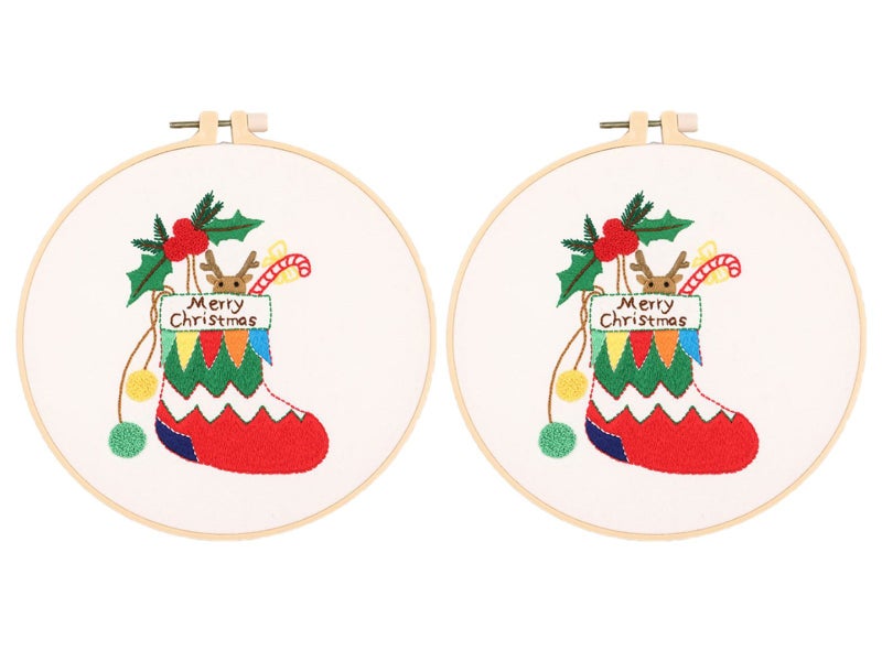 2 X Style 3 DIY Christmas Embroidery Kit for Beginners Xmas Home Decor Gift Idea Carousel 1