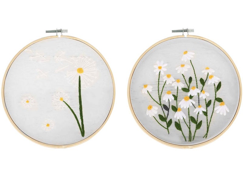 2X Style 1+2 DIY Plants Pattern Transparent Embroidery Kit Beginner Craft Set Carousel 1