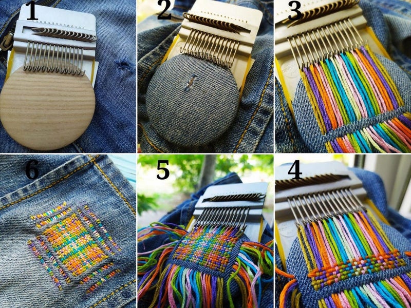 2 X Wooden Small Loom Speedweve Type Weave Tool Set DIY 14 Hooks Darning Machine Carousel 11