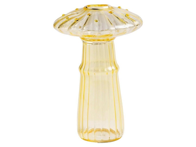 Yellow Mushroom Shape Glass Vase Aromatherapy Bottle Hydroponic Plant Flower Pot Carousel 1