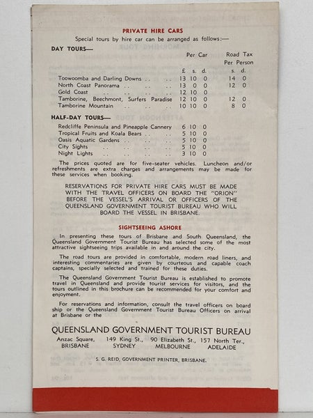MARITIME MEMORABILIA: Shore excursions from Brisbane for S.S Orion 1940s Carousel 2