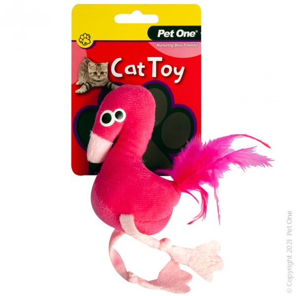 Pet One Cat Toy - Plush Flamingo Pink 11.5cm Carousel 1
