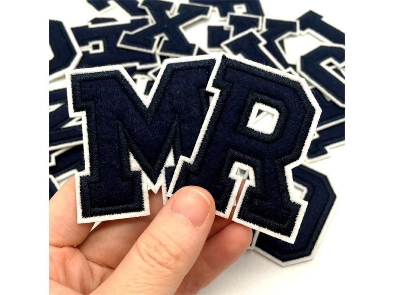 Navy Blue Letters Embroidery Patches Applique Diy Alphabet Iron On Patches For Carousel 1