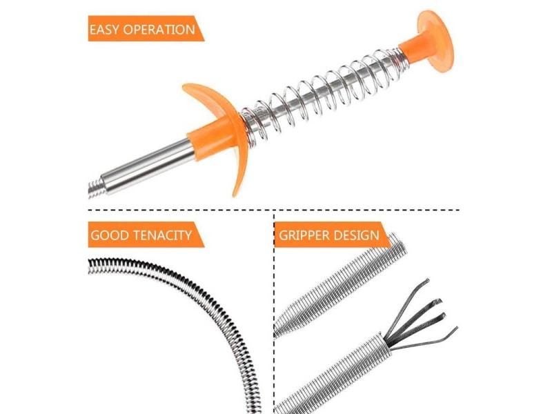 Spring Pipeline Dredge Hook Cleaner Gripper Grabber Pickup Flexible Drain Clog Carousel 1