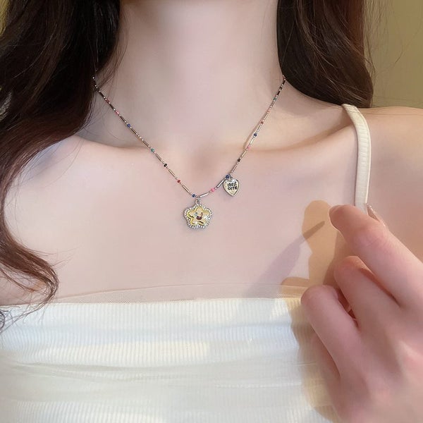 Star Colorful Smiling Face Inlaid Cubic Zirconia Diamonds Necklace Carousel 3