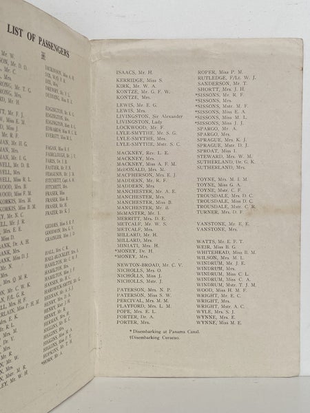 MARITIME MEMORABILIA: Shaw Savill Line - Passengers List R.M.S. Akaroa 1948 Carousel 4