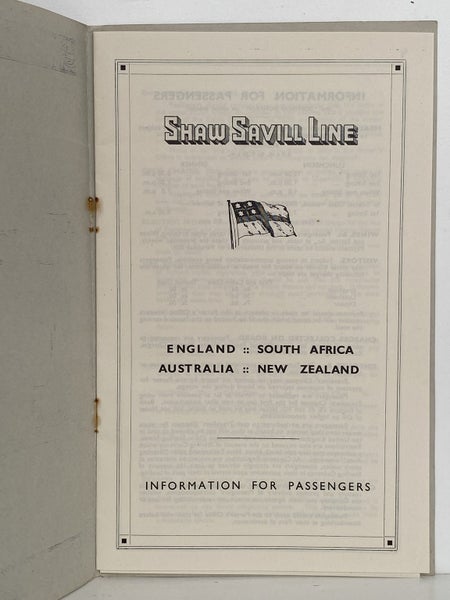 MARITIME MEMORABILIA: Shaw Savill line - Information for Passengers 1940s Carousel 3