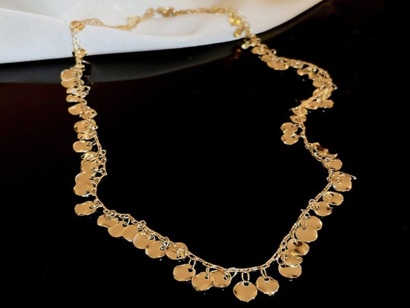 Circular Metal Sequin Design Necklace Carousel 1