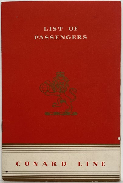 MARITIME MEMORABILIA: Cunard Line - List of Passengers R.M.S Media June 1951 Carousel 1