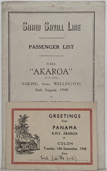 MARITIME MEMORABILIA: Shaw Savill Line - Passengers List R.M.S. Akaroa 1948 Carousel 1