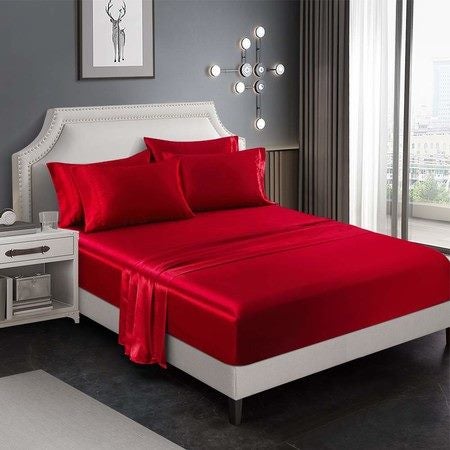 4 Piece Satin Bedding Sheet Pillowcase Sets Luxury Rich Silk Silky Super Soft Carousel 7