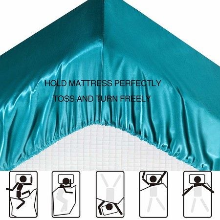 4 Piece Satin Bedding Sheet Pillowcase Sets Luxury Rich Silk Silky Super Soft Carousel 2