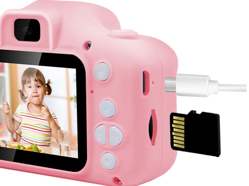 Kids Dual Lens Camera HD Action Camera Digital Camera with Video Recorder Pink Carousel 2
