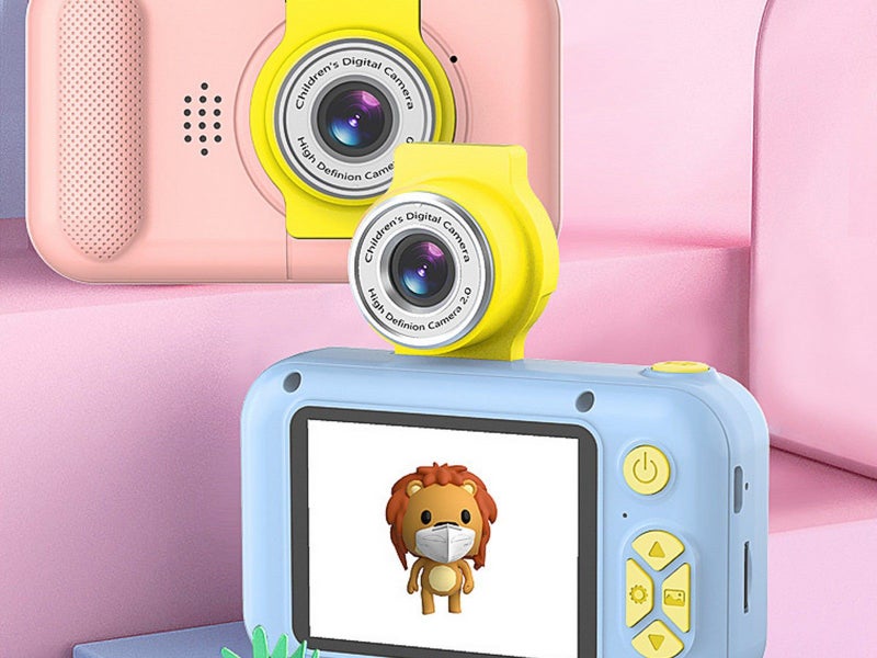 2X Kids Digital Camera 1080P HD Selfie Camera Toy with Flip Lens Blue and Pink Carousel 2