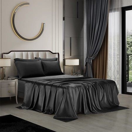 4 Piece Satin Bedding Sheet Pillowcase Sets Luxury Rich Silk Carousel 2