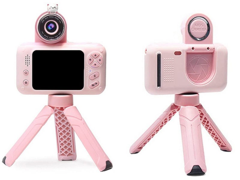 1080P HD Kids Selfie Flip Lens 2000W Pixel Camera with 32GB Card and Tripod Pink Carousel 2