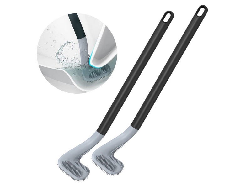 2Pcs Wall Mounted Toilet Brush Black Long Handle Golf Toilet Cleaning Brush Carousel 1