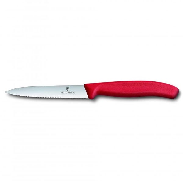 Victorinox Paring Knife, 10 Cm Pointed Tip, Wavy Edge, Classic, Red Carousel 1