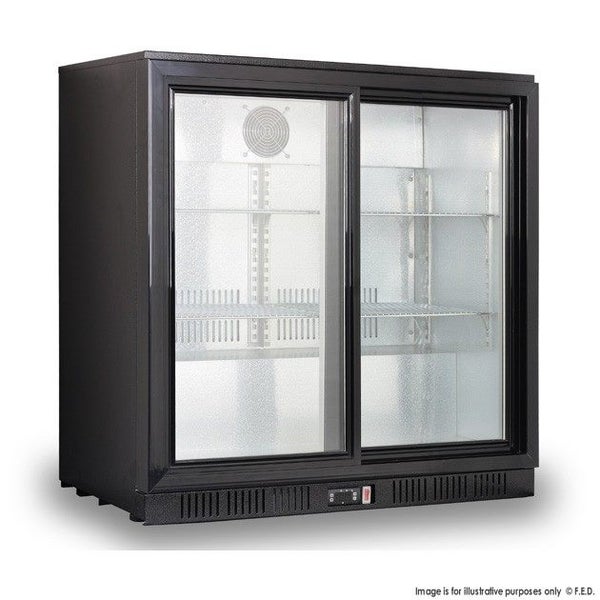 Under Bench Two Sliding Door Bar Cooler Drink & Bottle Display Refrigerator Carousel 1