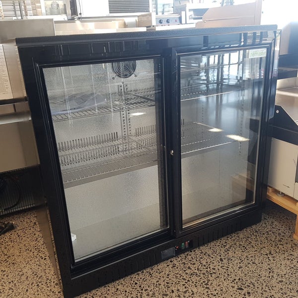 Under Bench Two Sliding Door Bar Cooler Drink & Bottle Display Refrigerator Carousel 2