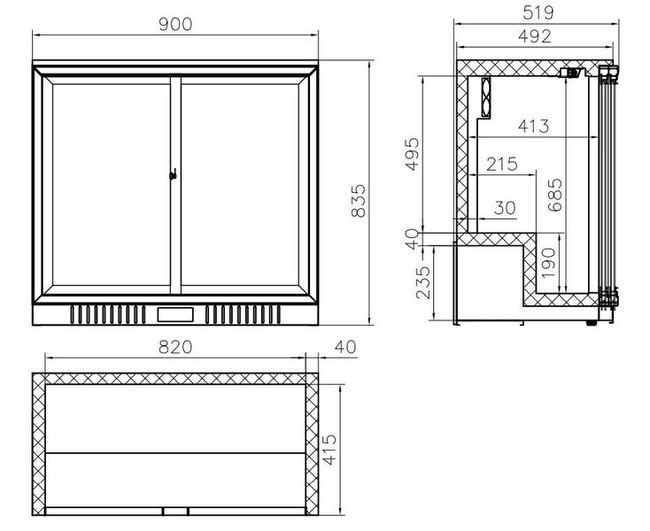 Under Bench Two Sliding Door Bar Cooler Drink & Bottle Display Refrigerator Carousel 7