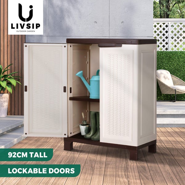 Livsip Outdoor Storage Cabinet Box Garden Garage Cupboard Adjustable Lockable Carousel 1