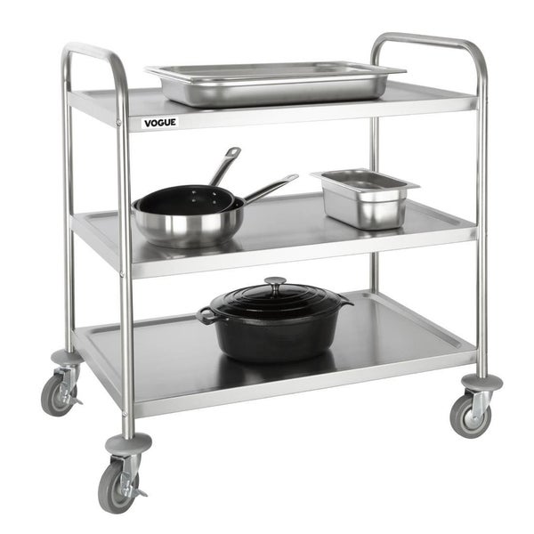 Vogue Stainless Steel 3 Tier Clearing Trolley Large F995 Carousel 2