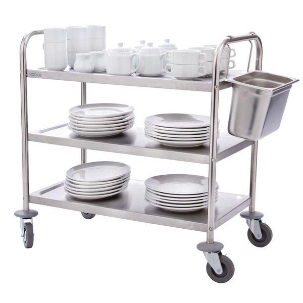 Vogue Stainless Steel 3 Tier Clearing Trolley Large F995 Carousel 8