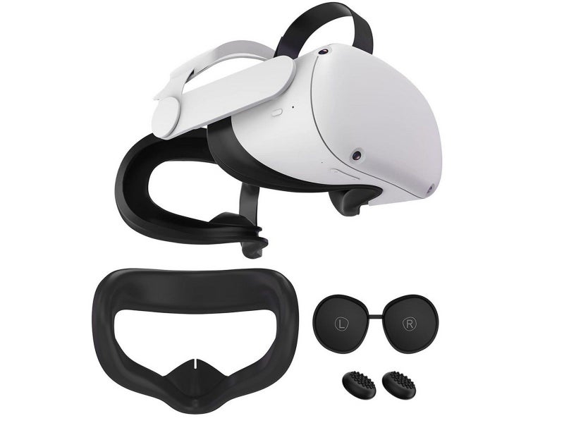 VR Silicone Face Cover Lens Cover with Joystick Cover for Oculus Quest 2 Black Carousel 1