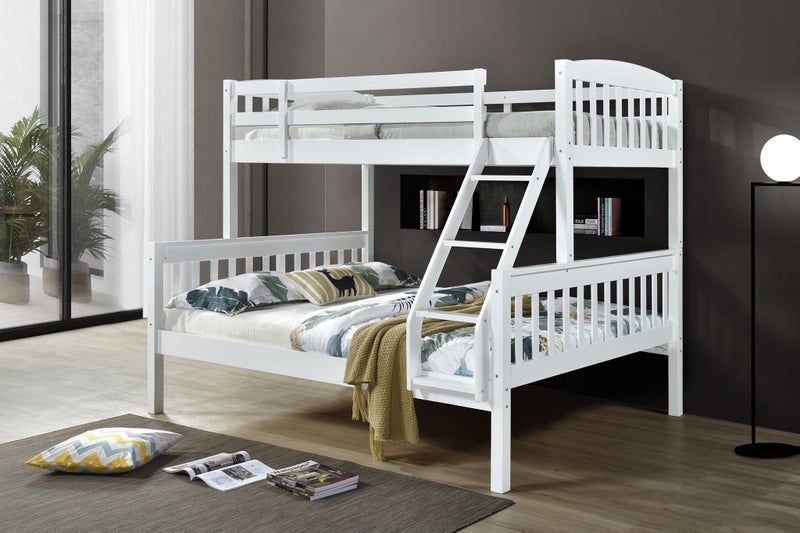ZARA QUEEN-KING SINGLE BUNKS WHITE COLOUR+ MATTRESSES Carousel 1