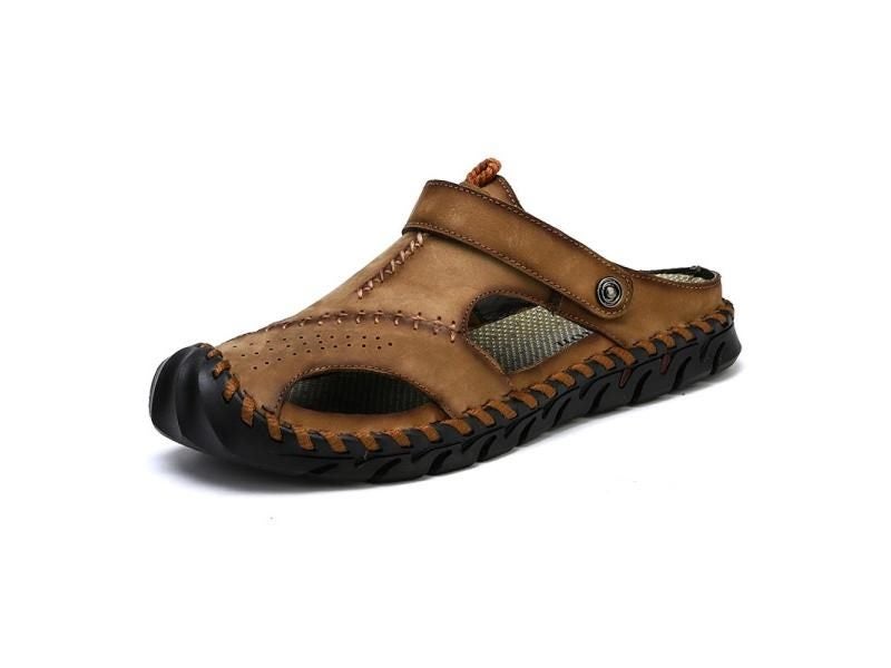 Big Size 48 Men Leather Sandals Summer Classic Men Shoes Slippers Soft Sandals Carousel 1