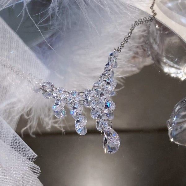 Long Tassel Cubic Zirconia Necklace Resplendent Focus at Party Carousel 4