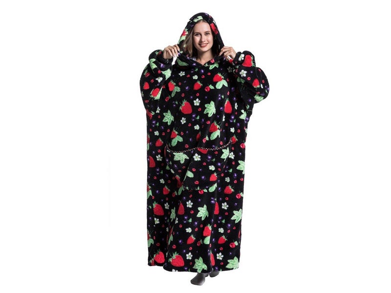 XL Unisex Hooded Blanket Wearable Blanket Oversized Hoodie Blanket Black Carousel 1