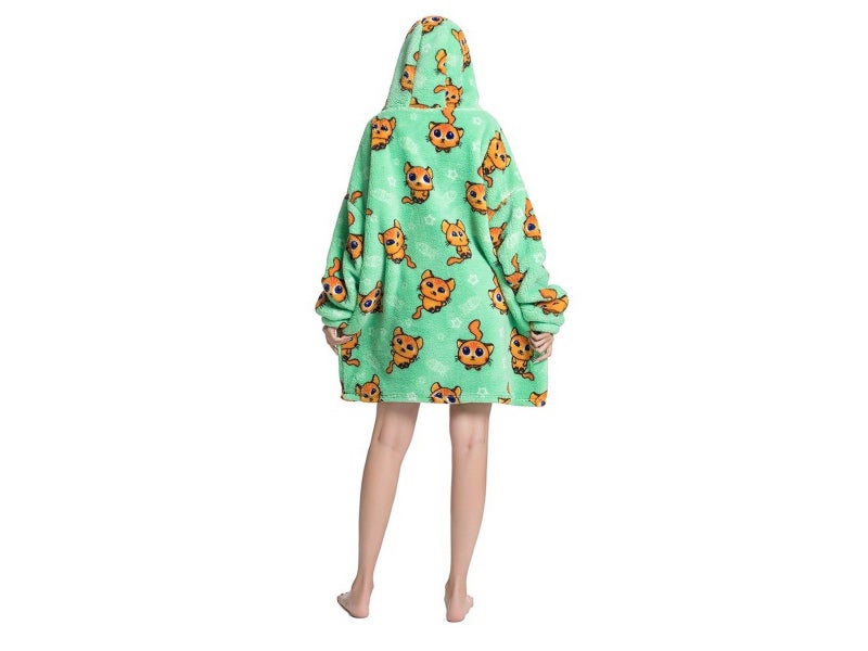 L Unisex Hooded Blanket Wearable Blanket Oversized Hoodie Blanket Green Carousel 2