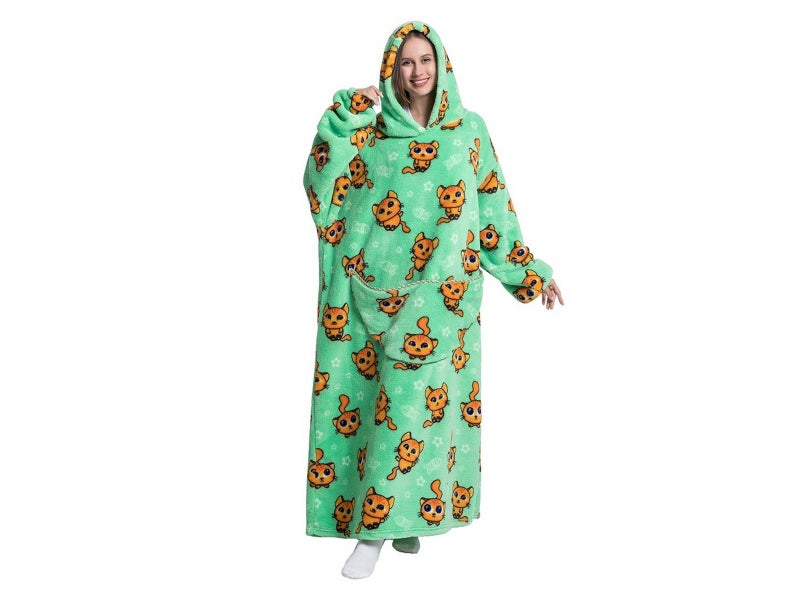 XL Unisex Hooded Blanket Wearable Blanket Oversized Hoodie Blanket Green Carousel 1