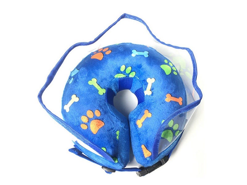 S Inflatable Dog Cone Pet Recovery Donut Collar with Anti Licking Baffle Blue Carousel 2