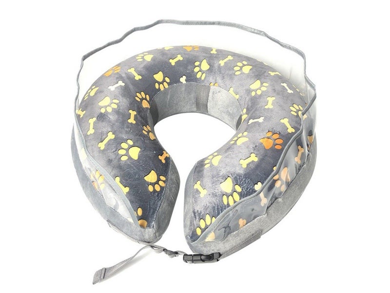 S Inflatable Dog Cone Pet Recovery Donut Collar with Anti Licking Baffle Grey Carousel 2