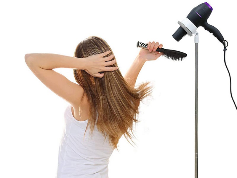 2 In 1 Adjustable Hair Dryer Stand Phone Holder Hands Free Dryer Holder Grey Carousel 1