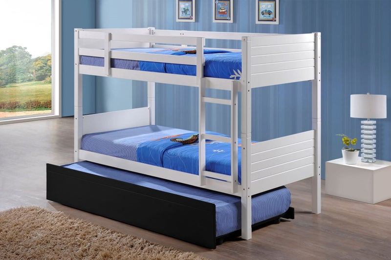 Jupiter Single White Bunk Beds + Single Black Trundle Bed (minor 2nds) Carousel 1