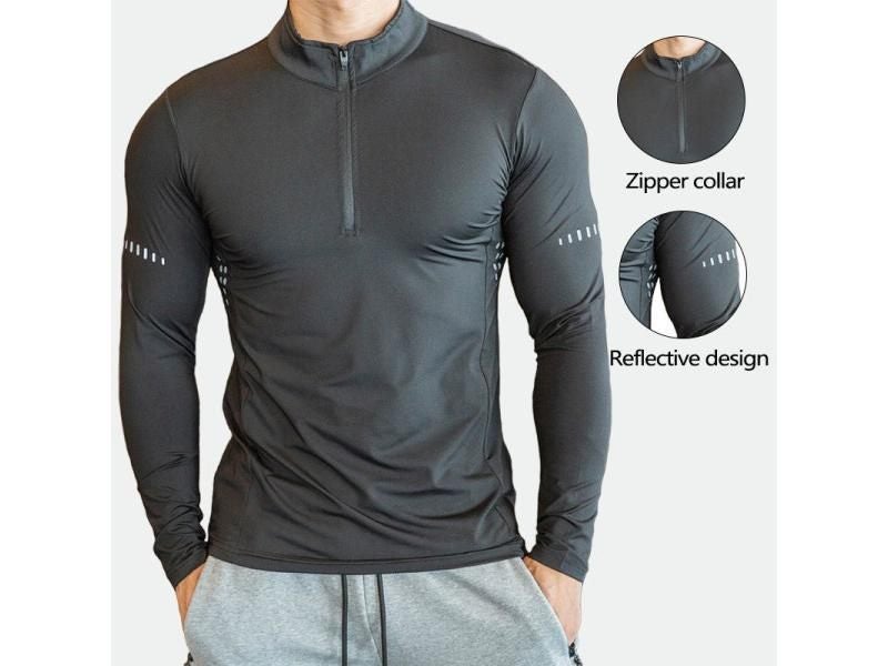 Men Compression Running T Shirt Fitness Tight Long Sleeve Sport Shirt Training Carousel 2